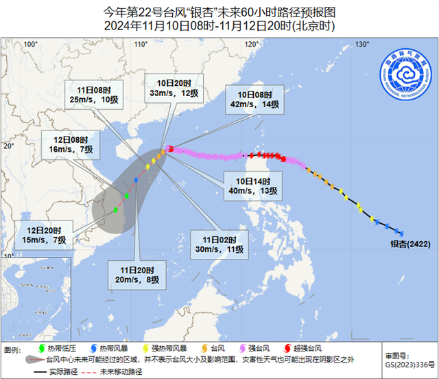 “银杏”成为11月影响海南最强台风