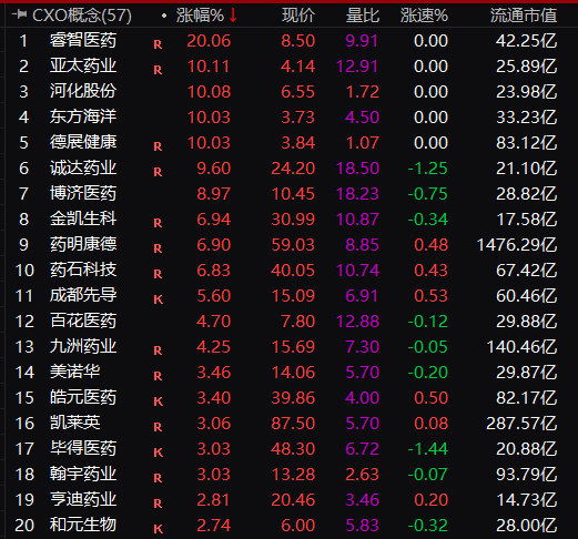 多只医药股掀涨停潮 CXO概念活跃带动